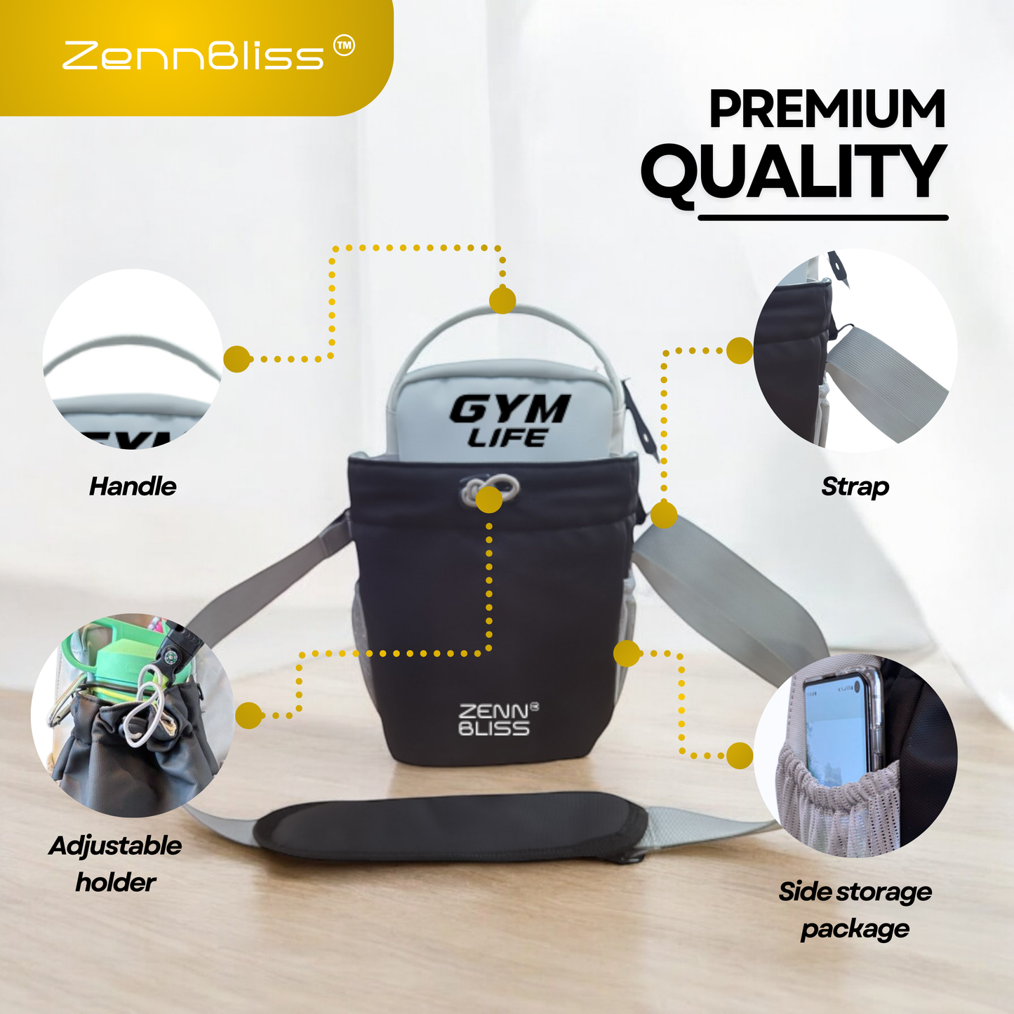 Magnetic Bottle Gym Bag for Fitness & Hygiene